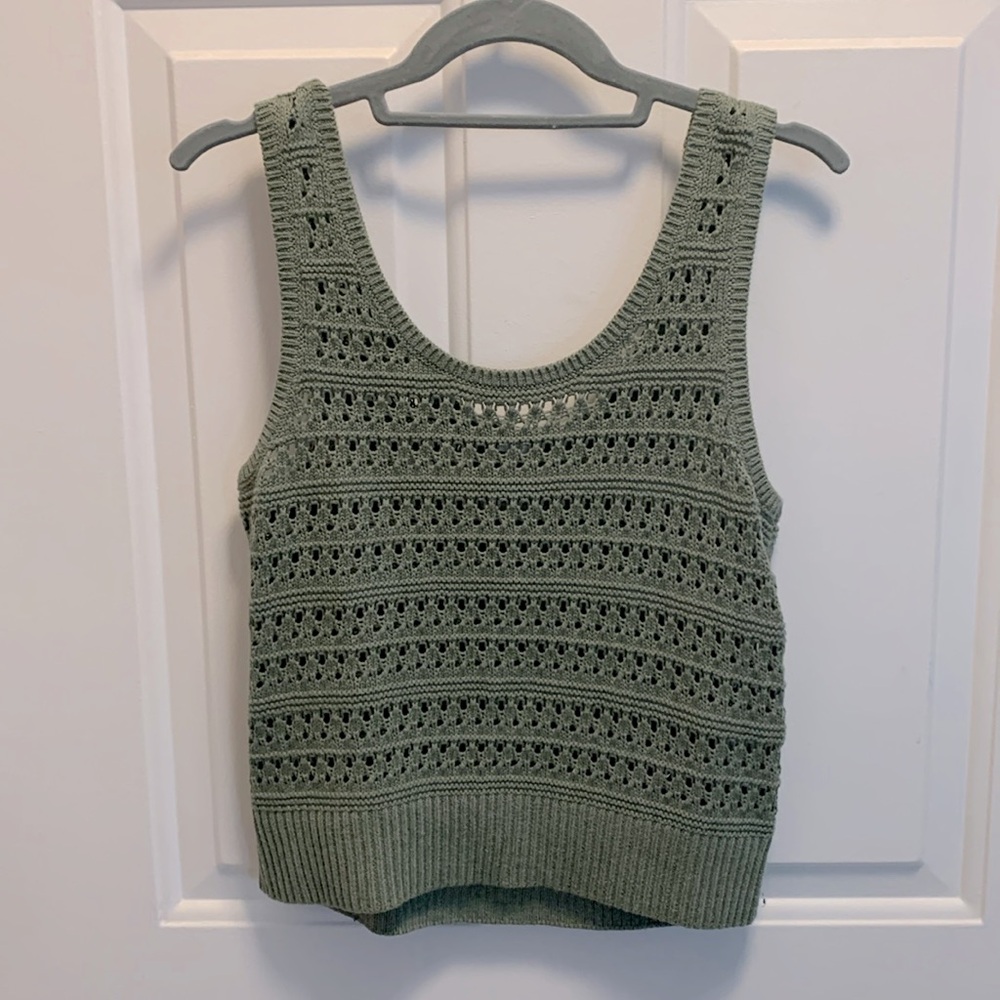 Old Navy Sage Green Crochet Knit Tank Top